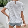 thumbnail image 3 of Adeawade Summer T Shirts For Womens Short Sleeve Blouse With Sparkling Sequins Tee For Work Commute Loose Fit Round Neck Top Elegant Basic Clothing White S, 3 of 5