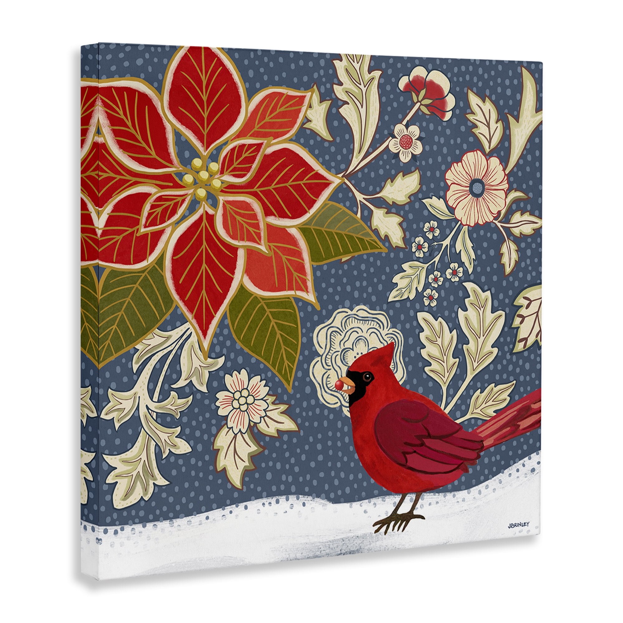 Stupell Industries Winter Cardinal in Snow Animals & Insects Painting Gallery Wrapped Canvas Art Print Wall Art, 36 x 36