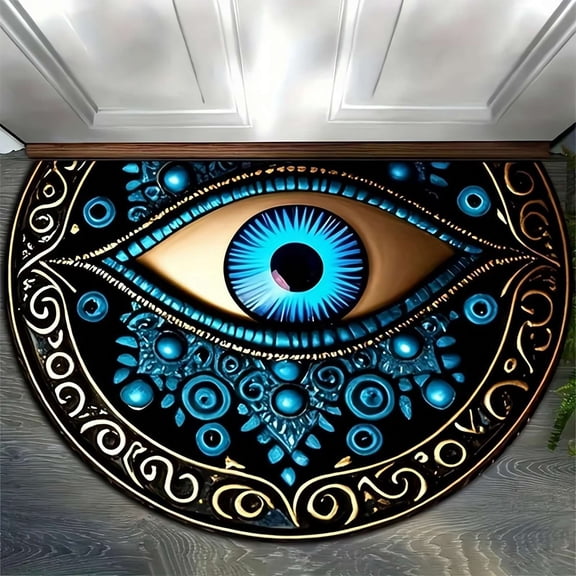 Half Circle Door Mat 16”x24” Non-Slip Washable Welcome Mat, Profile Front Door Mat Semicircular Entrance Doormat, Dirt Trapper Floor Mat for Indoor Outdoor Entryway Patio