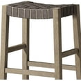 thumbnail image 6 of Maven Lane 31" Emerson Bar Height Stool - Weathered Brown Wood Finish & Marksman Saddle Vegan Leather Bar Stools - Backless Design Brings Rustic Elegance to Your Kitchen, Dining Area, set of 3, 6 of 6