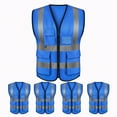 thumbnail image 1 of TOPTIE 5 Packs White Safety Vest, Incident Command Vest with 5 Pockets and High Visibility 2" Reflective Strips-Blue-M, 1 of 8