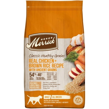 Merrick Classic Healthy Grains Real Chicken + Brown Rice Dry Dog Food, 4 lb (3-Pack)