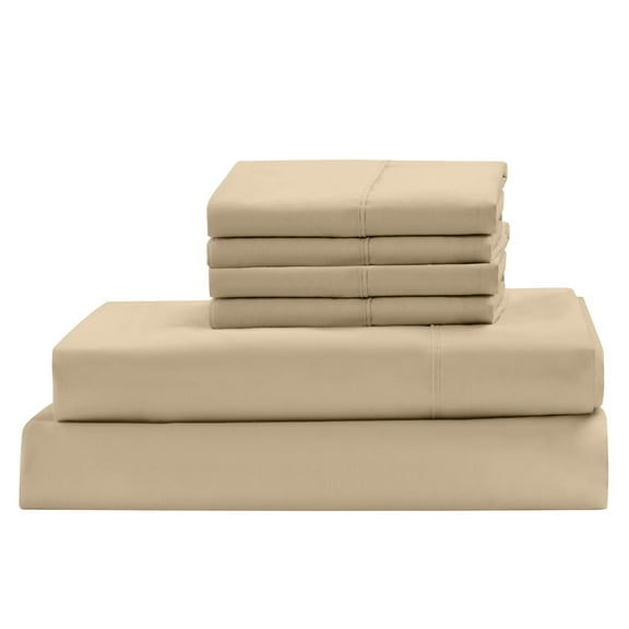 Real 1000 Thread Count, 100% Egyptian Cotton Sheet Set [6 PC- 1 Fitted, 1 Flat, 4 Pillowcases] [King Size, Taupe Color] Bedsheet Sets, Fit Mattress upto 12" Deep Pocket