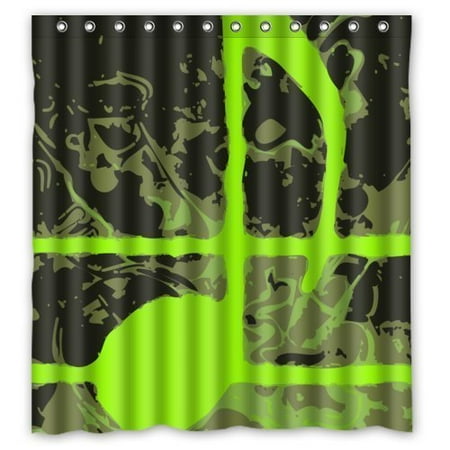 Greendecor Abstract Fluorescent Camo With Green Music Note Art