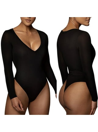 Express Body Contour High Compression Deep V-Neck Halter Bodysuit Women's