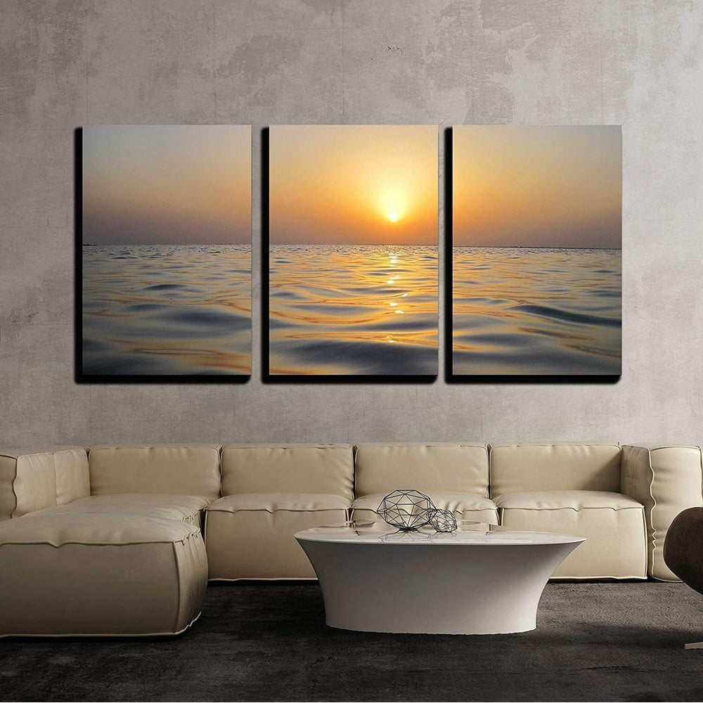 Wall26 3 Piece Canvas Wall Art - Many Smooth Soft Waves in The Warm ...