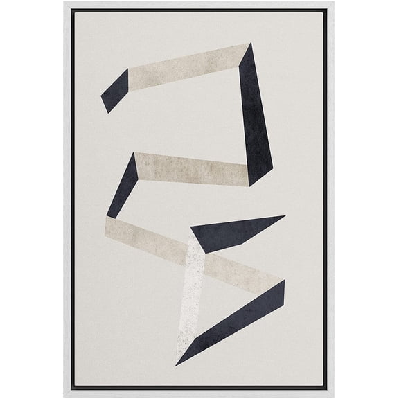 PixonSign Framed Canvas Print Wall Art Art Deco Black & White Geometric Line Pattern Abstract Shapes Illustrations Modern Art Decorative Minimal for Living Room, Bedroom, Office - 24"x36" White