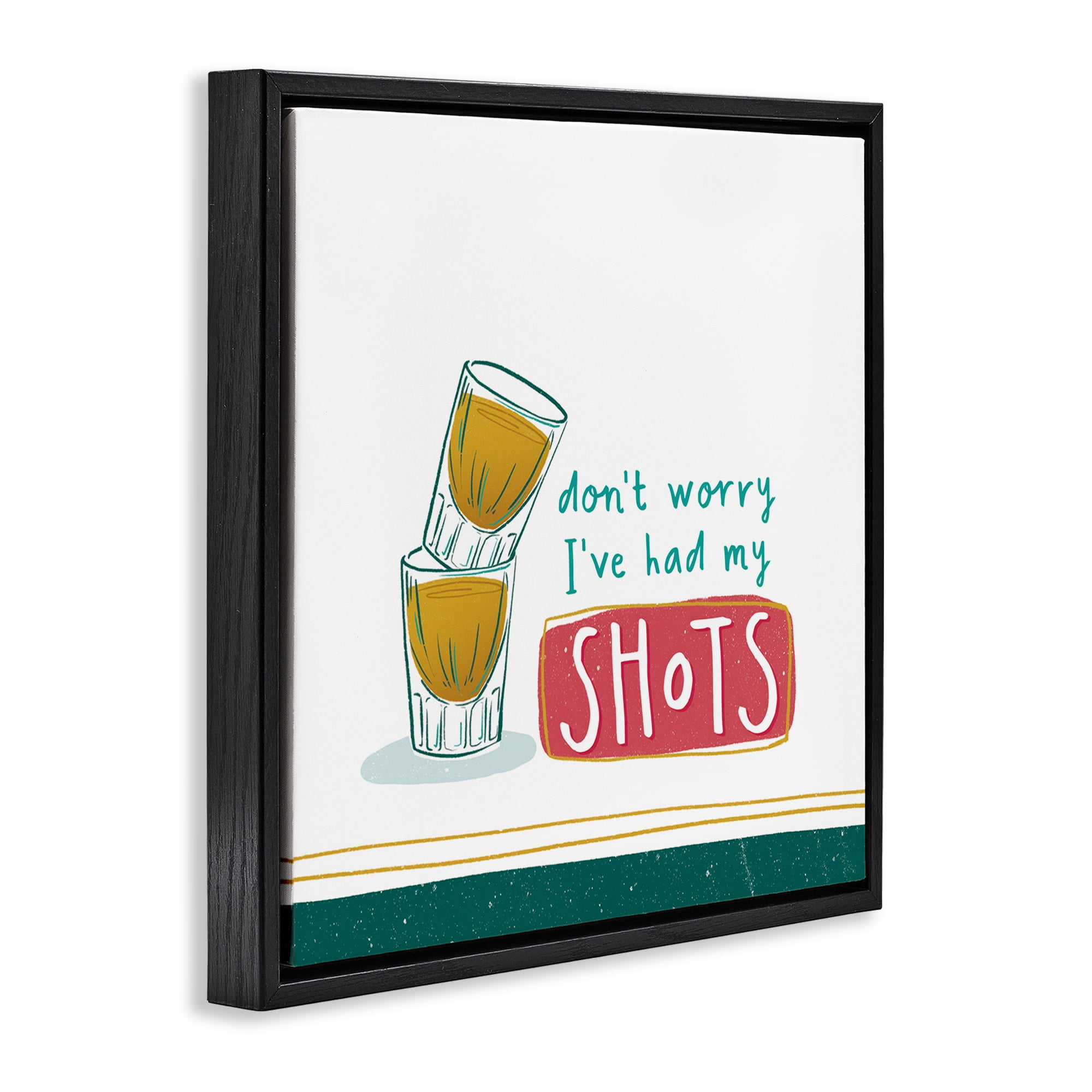 Stupell Industries Alcohol Shots Humor Food & Beverage Painting Black Floater Framed Canvas Art Print Wall Art, 25 x 25