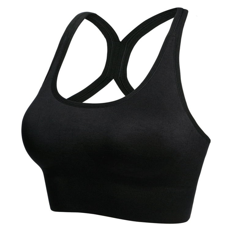 Spdoo Sports Bra for Women, Criss-Cross Back Padded Strappy Sports Bras  Medium Support Yoga Bra with Removable Cups,Black S