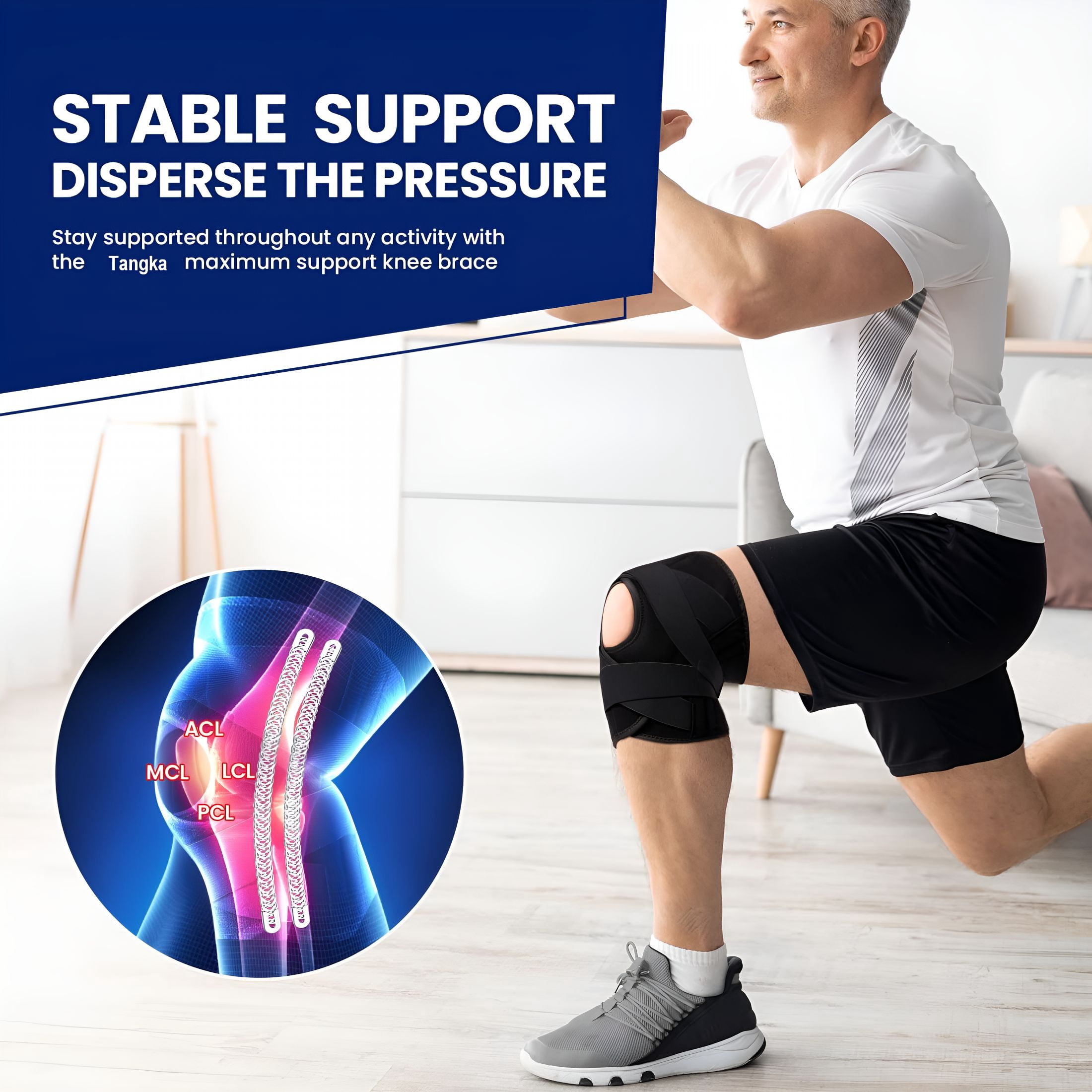 XIRQI Knee Brace with Side Stabilizers for Meniscus Tear Knee Pain,Acl/Mcl Injuries,Compression Knee Sleeve for Knee Pain Arthritis Recovery Joint Support,Joint Pain,Runner,Workout