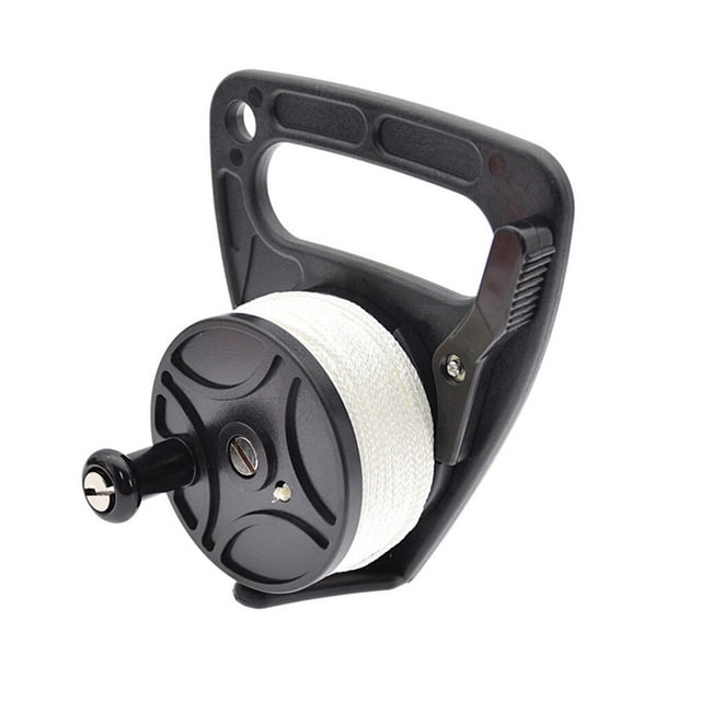 QualitChoice Diving Rope Retractable Reel with Handle Stopper 46m Professions Line Winder Trolley Spool Tow Wheel Snorkeling Black