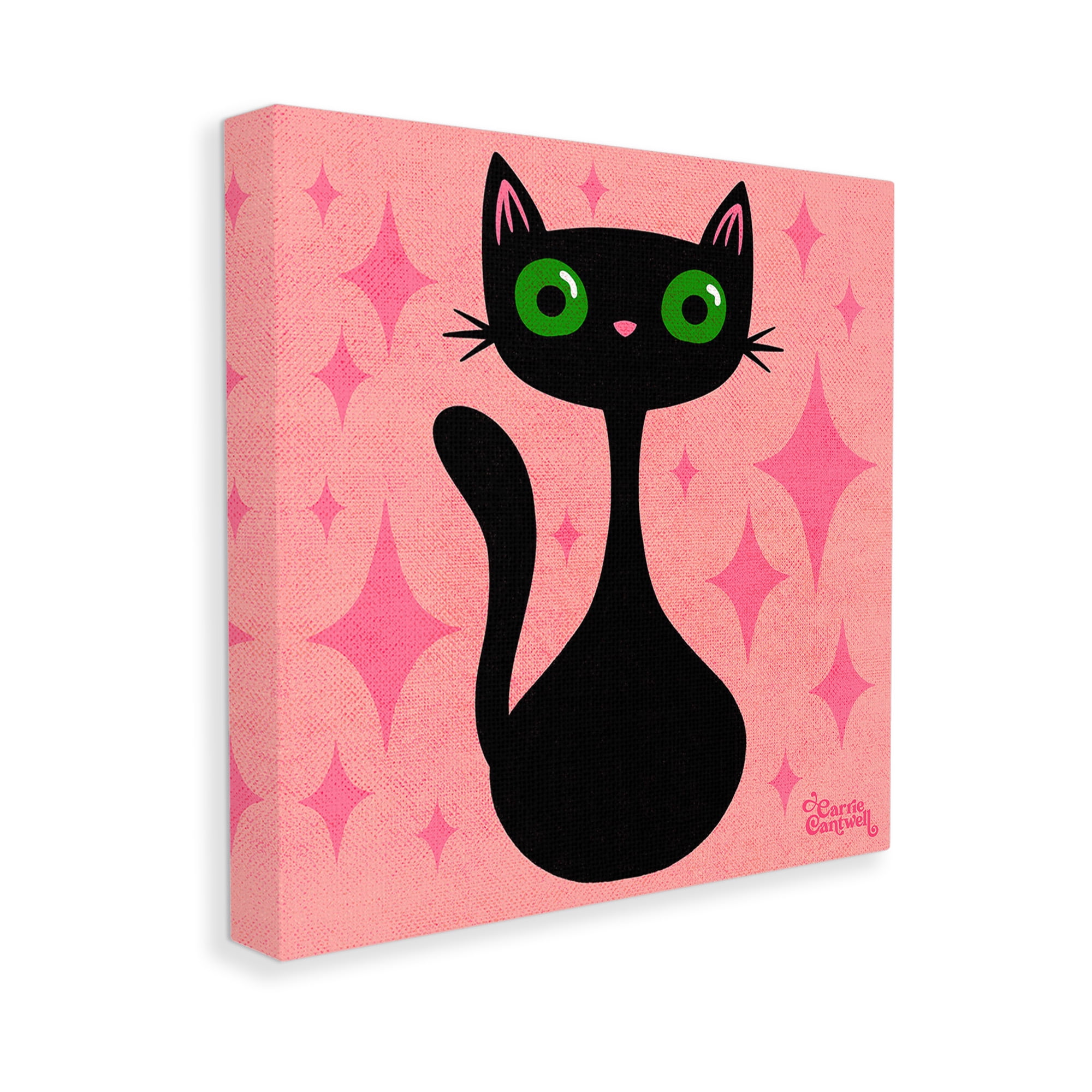 Stupell Industries Cat with Pink Diamonds Animals & Insects Painting Gallery Wrapped Canvas Art Print Wall Art, 30 x 30