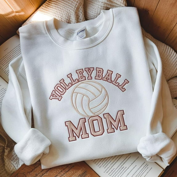Volleyball Mom Embroidered Sweatshirt, Volleyball Mom Sweatshirt, Volleyball Mama Shirt, Sports Mom Shirt, Distressed Retro Volleyball Mom