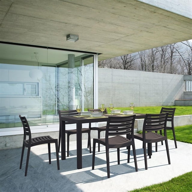 Compamia Ares Ensemble de Salle à Manger de Patio 7 Pcs, Brun