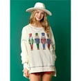 thumbnail image 4 of Women Sequin Nutcracker Sweatshirt Cute Oversized Pullover Christmas Long Sleeve Crewneck Shirt Cream White XL, 4 of 5
