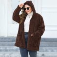 thumbnail image 6 of Zpanxa Women's Plush Jacket Double Sided Hooded Full Zip Front Long Sleeve with Pockets Casual Winter Wear for Women Brown XXL, 6 of 6