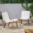 thumbnail image 4 of White CHARLOTTE LOUNGE CHAIR Acacia Wood Frame Rope Weave Outdoor Seating 20.25x28x29.75 Inch, 4 of 15