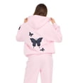 thumbnail image 3 of Forever 21 Women’s Zip Up Hoodie with Floral Patches, Relaxed Fit Hooded Sweatshirt with Front Pockets for Casual Everyday Layering, Pink, X-Small, 3 of 6