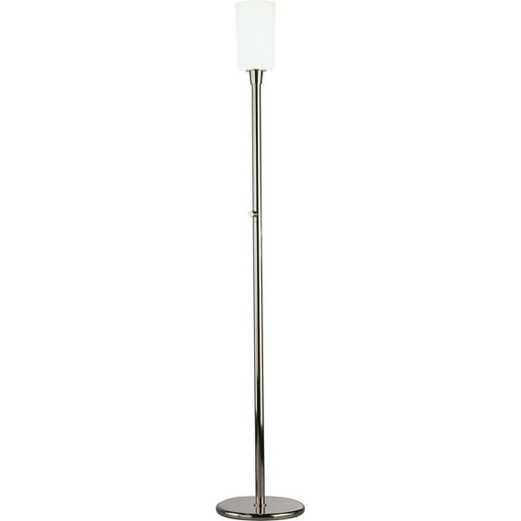 Modern Polished Nickel Torchiere Floor Lamp with Frosted White Glass Shade - Nina Collection by Rico Espinet | Elegant Dimmer Lighting for Contemporary Spaces