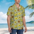 thumbnail image 3 of Pofeuu Sage Green With Sunflowers Print Hawaiian Shirt for Men Sleeves Casual Button Down Summer Beach Dress Shirts T-Shirts,X-Large, 3 of 7