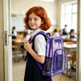 thumbnail image 2 of UJNDER Lightweight Transparent Kids Backpack with Clear Design Easy Item Visibility Daypack for School and Daily Use Kids School Backpack,01_Purple,Mid, 2 of 6
