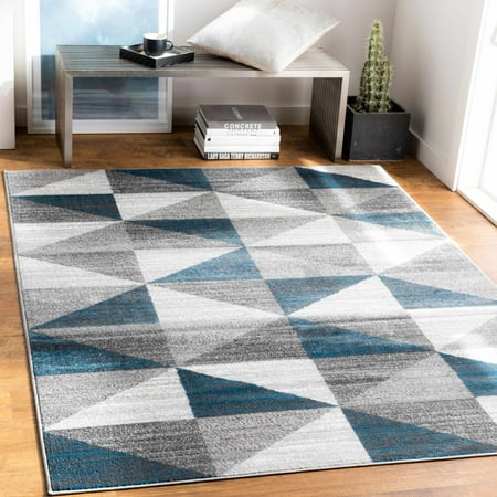 Volant Contemporary Global 7 10  x 10 2  Area Rug Collection: Volant Colors: Light Gray  Light Gray/White/Charcoal/Sky Blue Construction: Machine Woven Material: 100% Polypropylene Pile: Medium Pile Pile Height: 0.31 Style: Modern Outdoor Safe: No Made in: Turkey