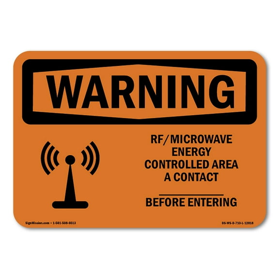 OSHA WARNING Sign - Rf Microwave Energy Controlled Area Custom | Decal | Protect Your Business, Work Site, Warehouse & Shop Area | Made in the USA