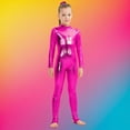 thumbnail image 2 of ZQUUVOU Kids Shiny Metallic Bodysuit Stretch Long Sleeve Unitard Sleek Performance One Piece for Dance Gymnastics Hot Pink, 2 of 6