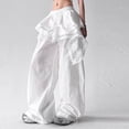 thumbnail image 4 of Karymi Womens Shorts Solid Layered Ruffle Skirt Overlay Cargo Pants, Lace Spliced Side Decor, Drawstring Cuffed Ankle Hem Streetwear Pants With Pockets Womens Shorts, 4 of 6