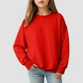 thumbnail image 2 of Xyant Girls Casual Long Sleeve Oversized Sweatshirt Crew Neck Cute Pullover Relaxed Fit Tops (Red,7-8 Years), 2 of 7