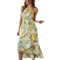 thumbnail image 1 of Moda mujer verano sin mangas sexy casual vendaje plisado estampado vestido largo Fridja  hjkh5365, 1 of 6