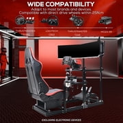 Supllueer 3060 Aluminum Racing Simulator Cockpit with Seat & Triple TV Stand compatible with Logitech Thrustmaster PXN Fanatec Moza