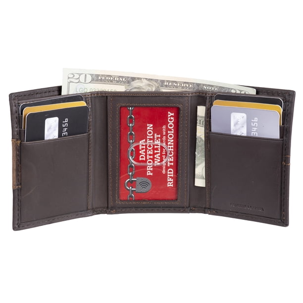 Genuine Dickies Men's RFID Genuine Leather Trifold Wallet with
