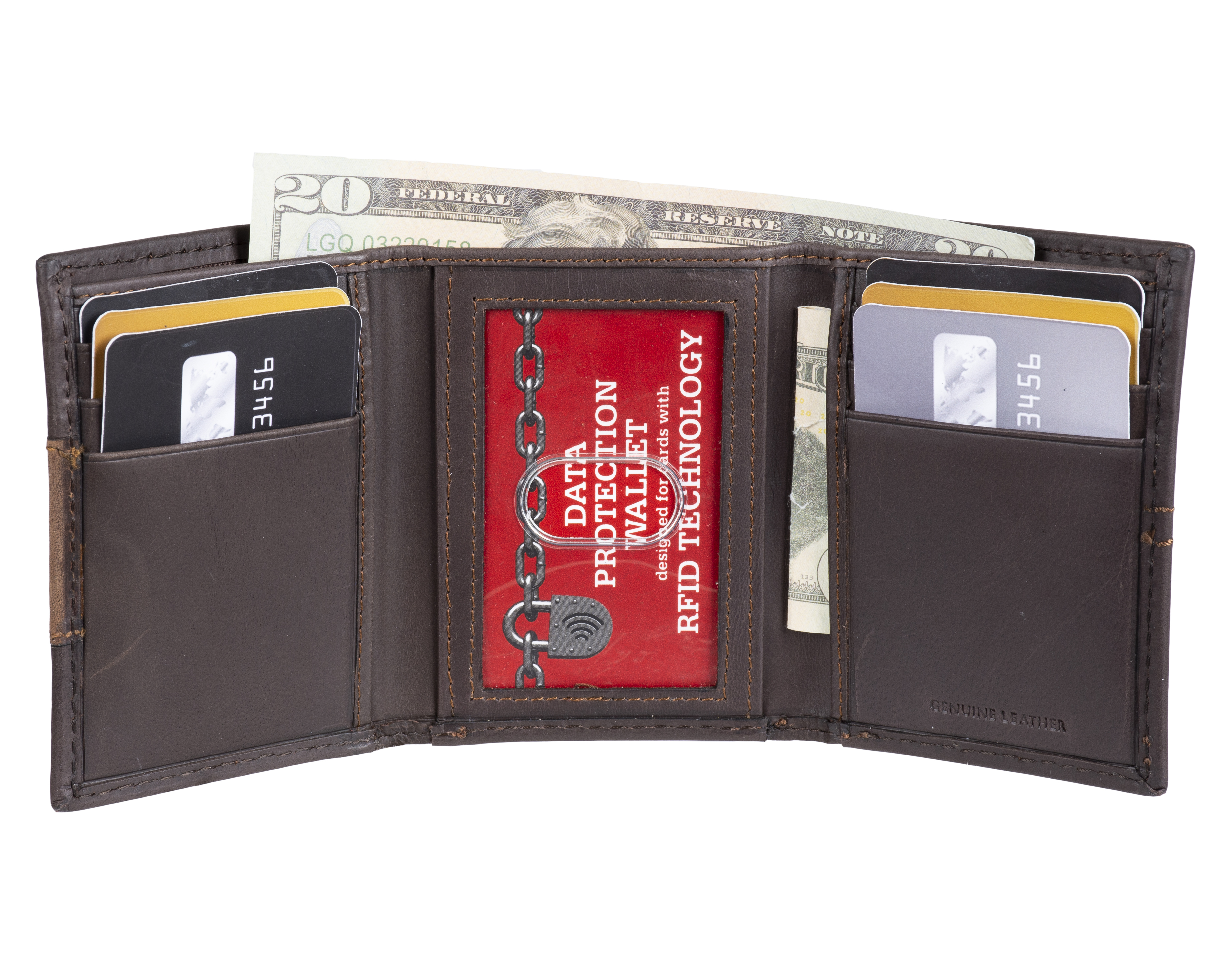 Genuine Dickies Men's Trifold Wallet with RFID Blocking, Brown photo 4