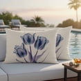 thumbnail image 2 of Outdoor Pillow Cover Tulips Flowers Vintage Set of 2 Waterproof Throw Pillowcases Abstract Blue Floral Decorative Patio Furniture Pillows for Couch Garden Indoor & Outdoor Use, 2 of 9