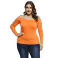 thumbnail image 1 of KVMeteor T-Shirts à Manches Longues Épaules Dénudées pour Femmes Grande Taille, 1 of 6