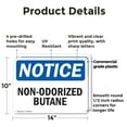 thumbnail image 2 of (2 Pack) Non-Odorized Butane OSHA Notice Sign 14 Inch X 10 Inch Plastic Sign, Weather Resistant, UV Protected for Workplace, Business, and Construction Site, Made in the USA, 2 of 8