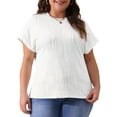 thumbnail image 2 of DARING DIVA Women's Plus Short Sleeve Textured Top 1X White, 2 of 6