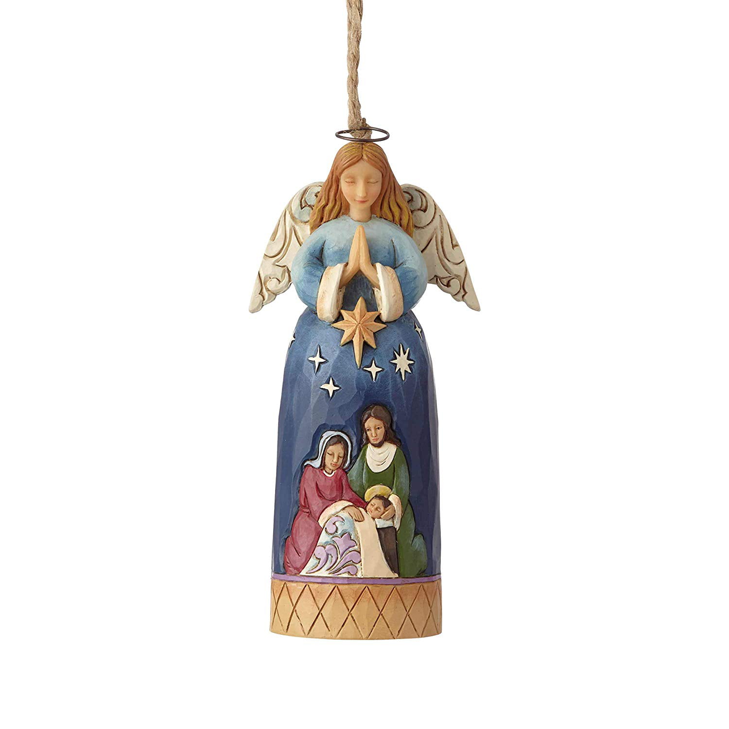Jim Shore Heartwood Creek Nativity Angel Hanging Ornament, 4.75