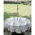 thumbnail image 3 of Outdoor Tablecloth with Umbrella Hole Zipper Navy Blue Grey Botanical Round Tablecloth 60" Waterproof Outside Table Cloth Spring Floral Summer Farmhouse Patio Table Cover Tablecloths for Picnic Party, 3 of 8