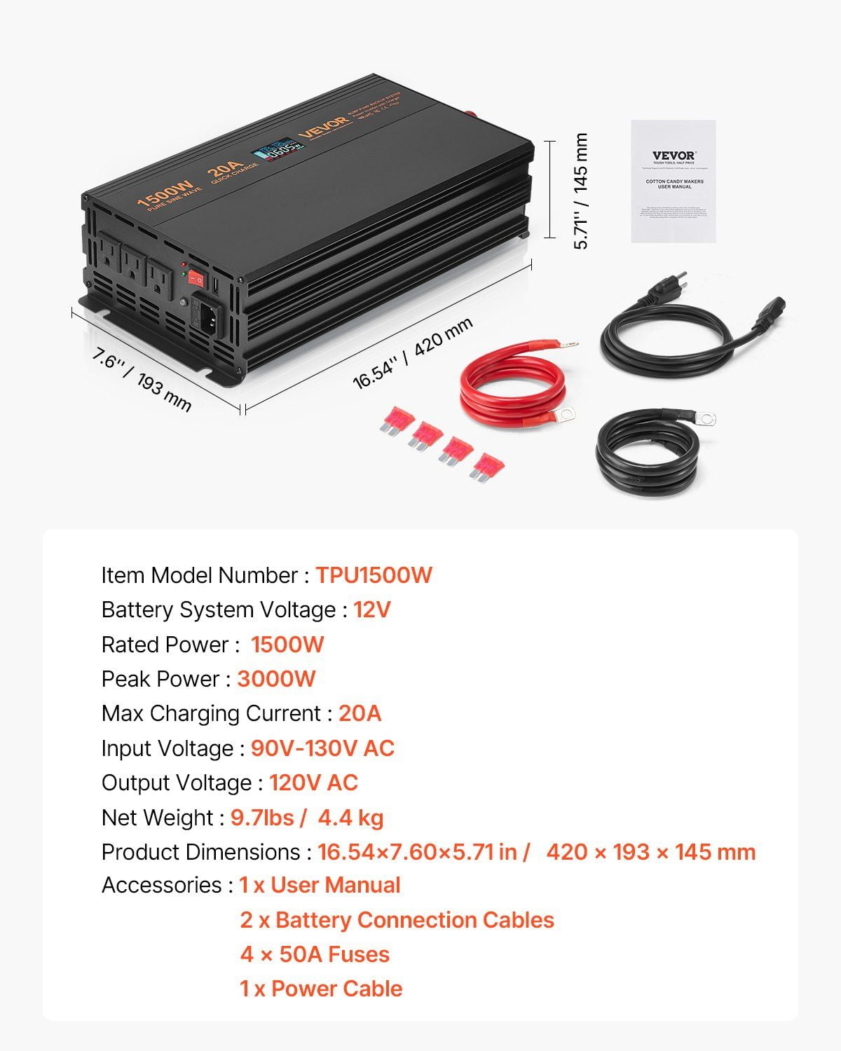 Heavy Duty 1500W Sump Pump Battery Backup with LCD, Auto Switch to Battery & Inverter for Uninterrupted Operation