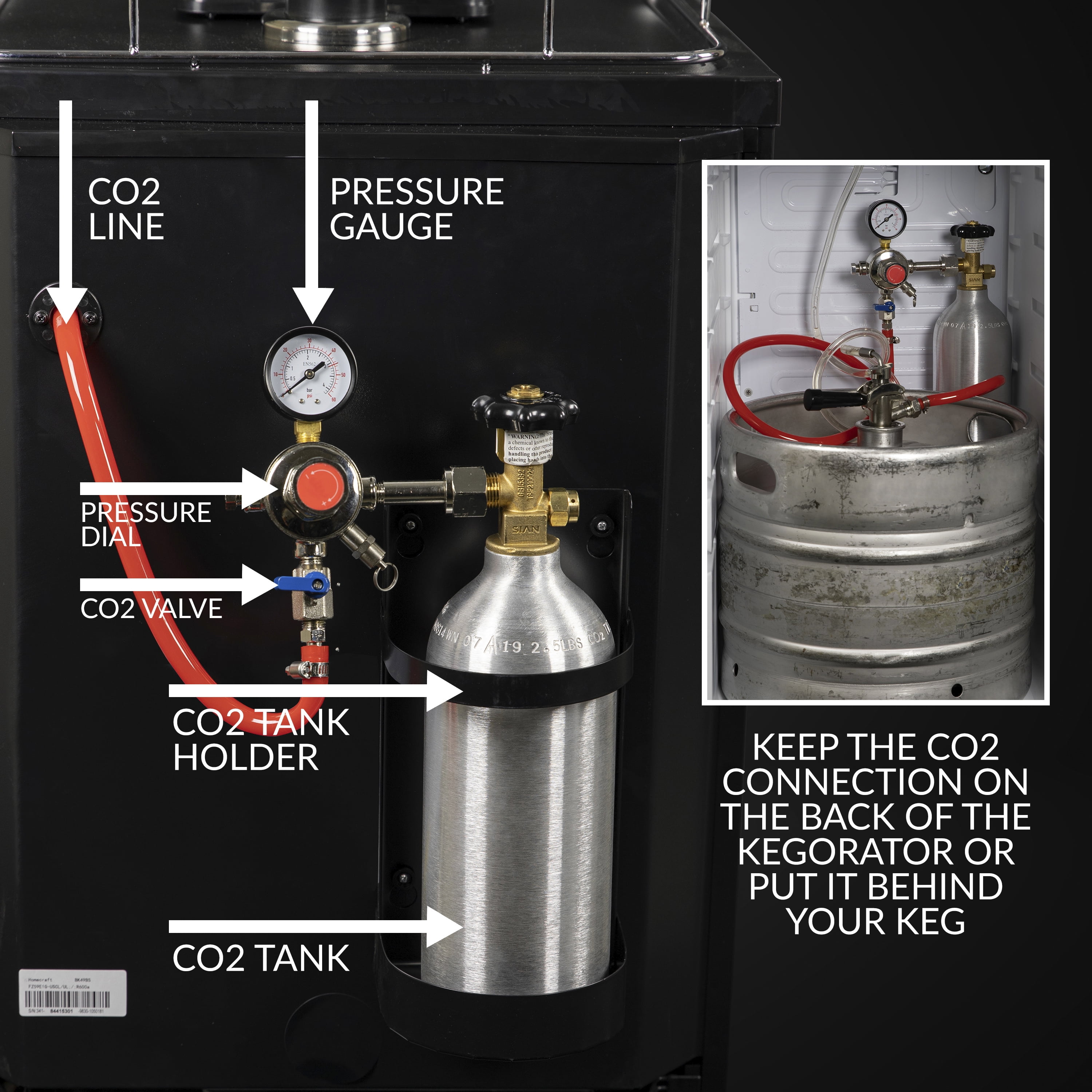 HomeCraft BK49BS 4.9 Cu. Ft. Black Stainless Steel Full-Size Kegorator Draft Beer Dispenser & Beer Cooler