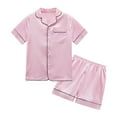 thumbnail image 2 of SILVERCELL 4T-14T Unisex Girls Boys Satin Pajamas Set 2Pcs Short Sleeve Sleepwear Silk Button-Down PJs Sets Nightwear Loungewear Gifts For Teens Kids, 2 of 8
