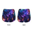 thumbnail image 3 of KLL Magic Colorful Forest Leaves Pattern Shorts Women,Athletic Shorts High Waisted Running Shorts Pocket Sporty Short Gym Elastic Workout Shorts-X-Large, 3 of 7