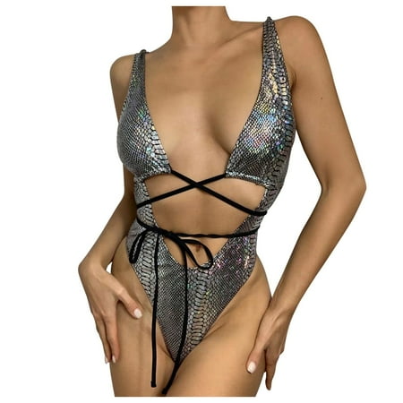 Inkach Women Splicing Push-Up One Piece Bra Bikini Beach Set Swimsuit Swimwear
