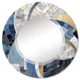 thumbnail image 2 of Designart "Constructing Blue Realms in Blue and Gold I" Abstract Shapes Round Wall Mirror - Modern Oval Printed Decorative Oversized Mirror - Multiple Color Options, 2 of 4