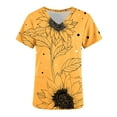 thumbnail image 5 of on Clearance Busydd Scrubs for Women Fashion Yellow Floral Print Scrub Tops Women Casual Short Sleeve V Neck Work Nursing Uniform Tops Comfy Oversized Workwear with Pockets, 5 of 5