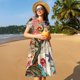 thumbnail image 4 of Balery Butterflies And Flowers Painting Vestidos sueltos de manga corta para mujer, vestidos de verano 2025, vestidos casuales de corte A con vuelo., 4 of 6