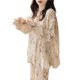 thumbnail image 2 of Conjunto de pijamas de mujer, pantalones de manga larga de encaje informal sueltos, ropa de salón de dos piezas para primavera otoño tipo 2 L, 2 of 8