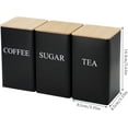 thumbnail image 4 of Coffee Tea Sugar Container Set of 3 Iron Tea Coffee Sugar Canister Set with Airtight Bamboo Lid and Name Marker Simple Square Black Coffee Tea Sugar Container Set, 4 of 7